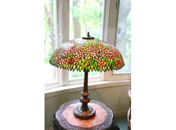 Large Vintage Quality Stained Glass Table Lamp