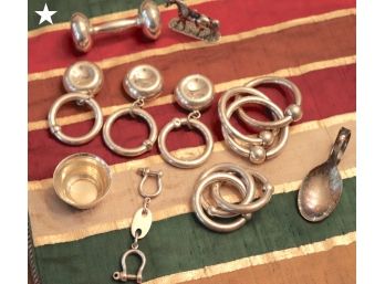 Assorted Sterling Baby Teething Rings And Toys, Some Tiffany