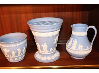 3 Piece Wedgwood Blue Queen Anne China