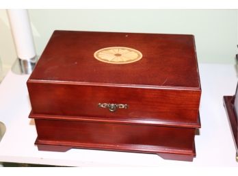 Large Wood Music Box With Assorted Discs