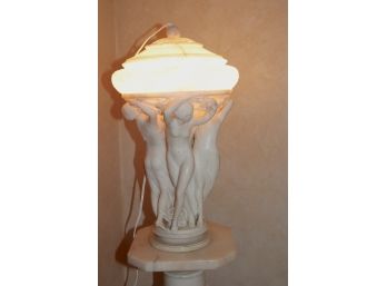 Antique 3 Graces Marble Lamp Nouveau