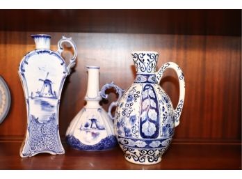 3 Piece Delft Vases