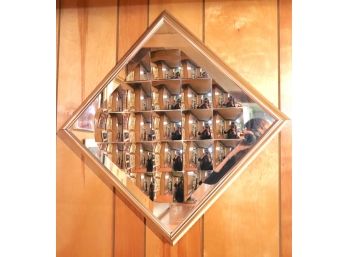12” Square Bubble Mirror With Silver Frame