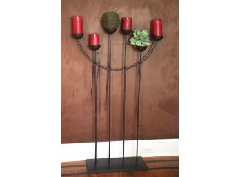 Gorgeous Floor Standing Metal Candelabra With Oil Rubbed Finish & Flameless Candles