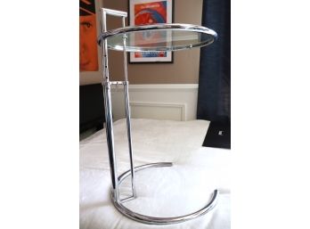 Eileen Gray Euro Style Adjustable Side Table With Tempered Glass & Chrome Steel Frame