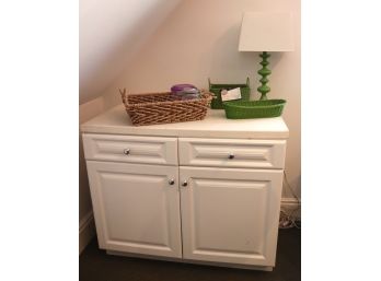 Crafting Cabinet Includes Decorative Baskets And Lamp