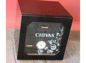 Chivas Lacquered Humidor Box With Humidor Hygrometer & Stenciled Design
