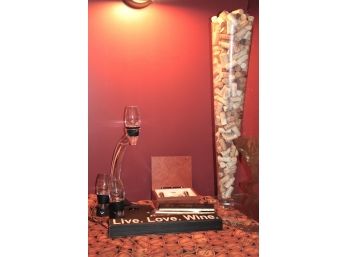 Wine Decor & Accessories Includes Vinturi Diffuser, Large Vase Full Of Corks & Golf Wine Stopper Set