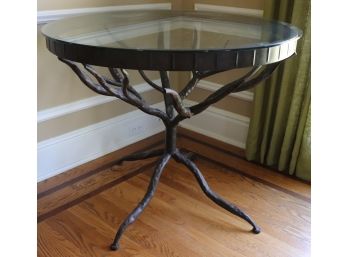 Stunning Round Tree Branch Style Accent Table By Uttermost With A Unique Hammered Metal Finish