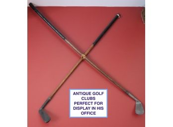 Pair Of Vintage Golf Clubs With Wood Shafts Includes Thistle & J. McLaren Special Straight Putter