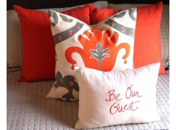 Decorative Pillows Includes 2 Orange Pillows By Newport & Orange/Grey NJJD Home Pillow