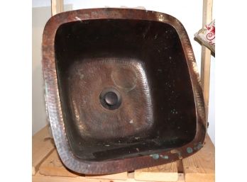 Hammered Copper Sink Basin With Oxidized Patina Needs A Good Cleaning