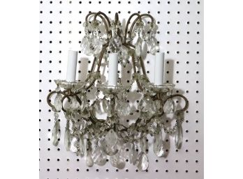 French Louis XV Style Wall Sconce With Crystals - Very Elegant