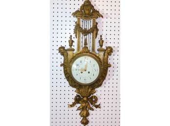 Ornate Antique French Bronze Clock - 1893 LS Boname With Enamel Face & French Rooster Detail