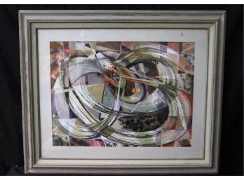'Terra Firma Geode' Interesting Abstract Framed Watercolor Painting By Stan Jorgensen