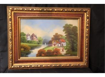 Vintage Reverse Painting On Glass In Professional Frame