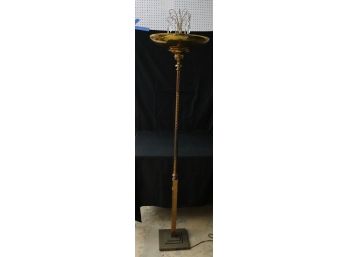 Hollywood Regency Style Brass Floor Lamp With Fountain Design & Elegant Twisted Brass Stem