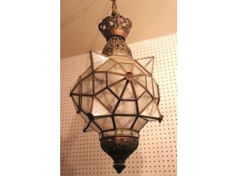 Moroccan Inspired Ripple Glass & Metal Pendant Light
