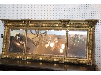 Quality Empire Overmantel Mirror With A Beveled Edge And Lion Head Detail & Acorn/Floral Accents