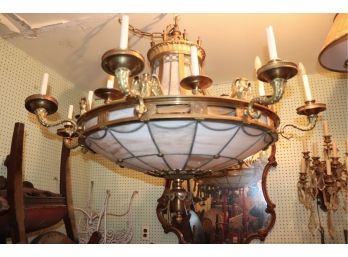 Incredible Palatial Chandelier Having 16 Lights With Bronze Frame Including Eagles & Scrollwork Arms