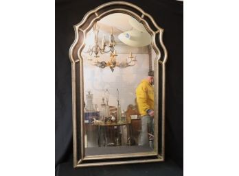 Hollywood Regency Style Wall Mirror With Black Painted Detailing & Silver Gilt Frame