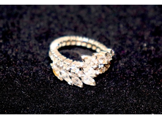 14K WG Lovely Mixed Diamond Cocktail Ring Size 6 - 9 Marquise Central Diamonds With 22 Round Diamonds On Infin