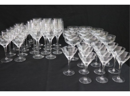 Large Collection Of Orrefors Crystal Stemware