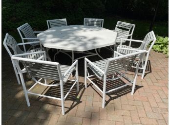 Brown Jordan Patio Set - Eight Aluminum/White Chairs & Octagon Shaped Table &  Base  PICKUP LOCATION WOODBURY