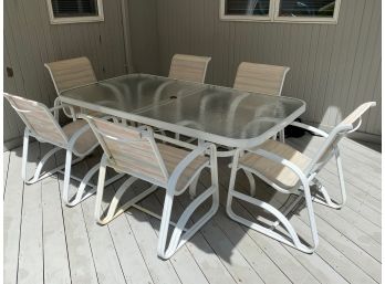 Winston White Aluminum Rectangle Patio Table And Six Mesh Chairs PICKUP LOCATION IS WOODBURY