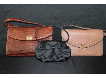 Women's Handbags Includes 1950s Style Argentina, Nicole Miller Collection With Bow & Vintage Alligator Pat
