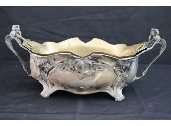 Beautiful Large Sterling Tray/Bowl With Amazing Rose Bud Floral Detail 15 W X 8 D X 6.5 T And Brass Insert