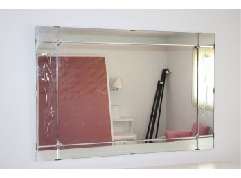 Large Beautiful Glass Wall Mirror With Floral Detail On Sides