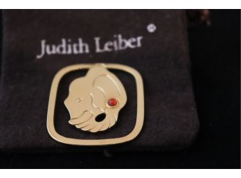 Judith Leiber Gold Tone Bookmark In Pouch 1.25' X 1.5'