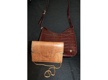 Women's Handbags Includes Reptile Print With Gold Chain & Designer Alligator Pattern Style-Etienne Aigner