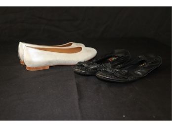 Everybody- Ballet Flat Style By BZ Moda Black 38.5 & Pearl Colored S Flats By Margaux Size 38.5