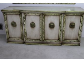70' S Style Antiqued Finish Server/Buffet With Very Unique Colors & Ornate Handles