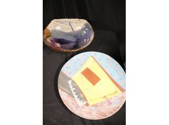 Signed Art Bowl By  Artist Signed Wall Plate/ Charger Signed By Artist