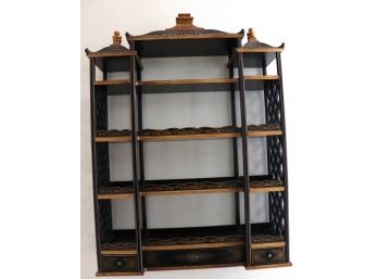 Beautiful Asian Style Wall Cabinet By Recreations - Nice Pagoda Design With 3 Small Drawers