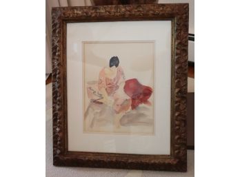 Signed Watercolor In A Beautiful Linen Matted Frame- H Meyrovits