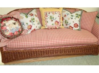 Stunning Wicker Sofa With Custom Upholstery Throughout Includes Custom Pillows