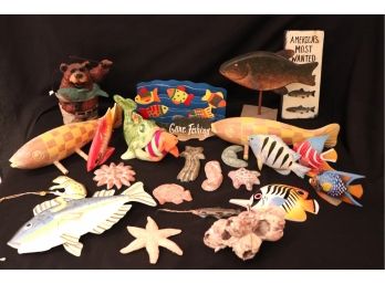 Collection Of Decorative Hand Painted Fish - Assorted Sized Pieces