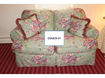 Beautiful Robert Allen Floral Loveseat With Decorative Pillows - Quality Piece!