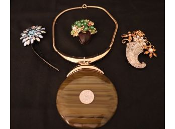 Beautiful Pins & Brooches Includes Valentino Cornucopia, Givenchy Flower, Blooming Vase & Asian Style Pendant