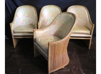 Vintage Bamboo Rattan Style Bucket Seat Chairs - 70s Style Will Look Great With A New Modern Fabric