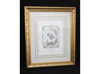 French Romantic Print Of Angels In Elegant Professionally Mounted Gold Frame From The D&D Building In NYC