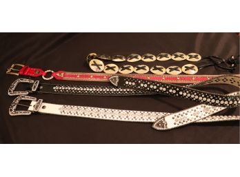 Collection Of Womens Belts Includes Vera Pelle Made In Italy Red/Gold, Genuine Leather Size L/XL
