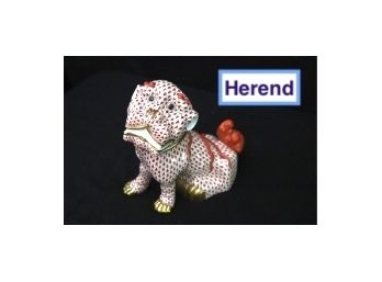 Amazing Large Herend Figurine Of Foo Dog/Lion Hand Painted
