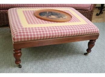 Quality Custom Ottoman/Coffee Table On Casters With Nail Head Accents Includes Artisan Tray