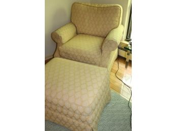 Beautiful Yellow Robert Allen Upholstered Accent Chair With Matching Ottoman