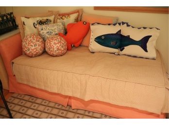 Twin Size Headboard & Trundle Mattress Bed Set With Custom Bedding & Pillows & Signed Trout Pillow By JB